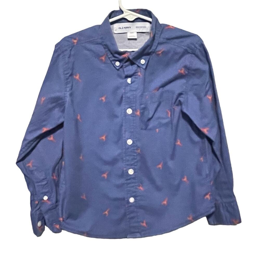 Old Navy Boys Button Down Blue with Red Lobster Critter Print Size XS/S